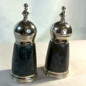 Attractive chrome and marble salt and peppers